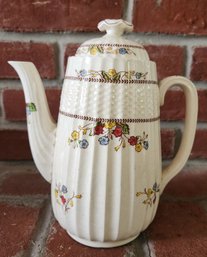 Vintage Copeland Spode Cowslip Coffee Pot S 713 England Chelsea Wicker Fluted Floral Tea Pot
