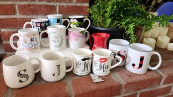 13pc Mug Lot - Mr & Mrs Buffalo Plaid Initials Christmas Seasonal Drinkware