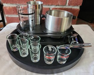 Professional Barware Lot - Oggi Stainless Steel Accessories With Erwyn Group Circular Base