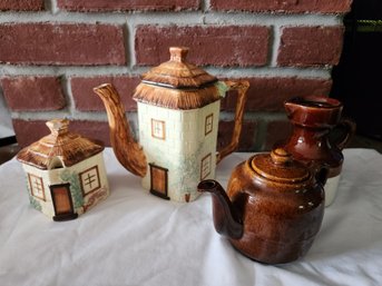 Keele St Pottery Staffordshire Cottage Ware & Brown Glazed Teapot Pitcher Lot