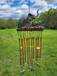 Vintage 1999 Cadona Elephant Wind Chime, Brass Tone Tubes, Collectible Wildlife Decor