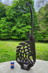 African Bamana Chi Wara Antelope Wood Carving 35' Tall Hand Crafted Tribal Headdress Mali