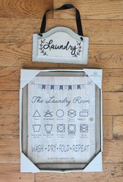 Bee & Willow Laundry Sign Lot Garment Care Guide & Laundry Room Hanging Board Plaque