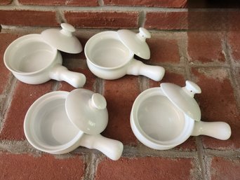 Everything Kitchen Professional Grade White Ceramic French Onion Soup Bowls Crocks With Lids Set Of 4