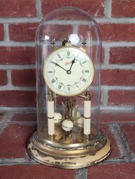 Schatz & Sohne 49 Anniversary Clock West Germany Mechanical Glass Dome