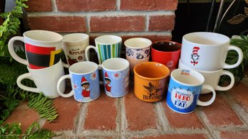 Ceramic Coffee Mugs Lot Dr Seuss Cat In The Hat Soup Bowls Elf On The Shelf Holiday Novelty Cups 12 Pieces