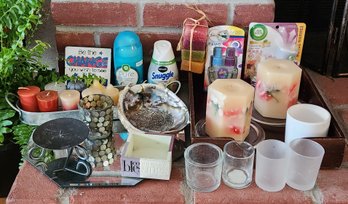Febreze Air Wick Fragrance Estate Lot Pressed Floral Candles Wood Organizer Galvanized Caddy Shell