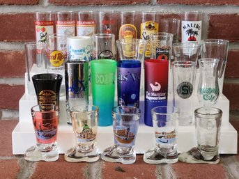 Collectible Tall Souvenir Shot Glasses 2oz Shooters Las Vegas Cozumel SeaWorld Michigan State Trump Plaza Lot