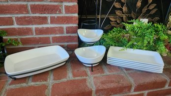 B. Smith With Style Porcelain Serving Lot With Metal Stands