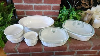 Lot Of CorningWare French White Stoneware & Casual Elegance Casseroles