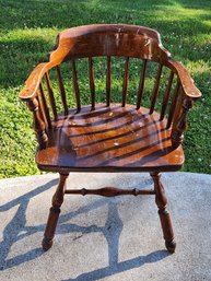 Vintage Wooden Captain's Chair With Spindle Back