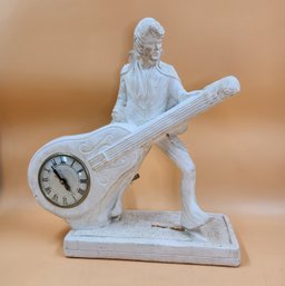 1982 Creative Decor Elvis Guitar Clock 14' Tall Chalkware Statuette