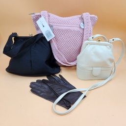 The Sak Pink Handbag Bobbie Jerome Black Purse Diamicci White Bag Miss Aris Leather Gloves Accessories Lot