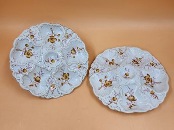 Pre 1891 Marx & Gutherz Carlsbad Austria Porcelain 5 Well Oyster Serving Plates Set Antique
