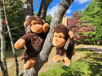 Russ Berrie Brown Monkey Plush Backpack Bag & Purse Pets Monkey Handbag Set 2 Late 1990s Early 2000s