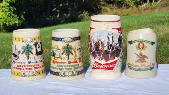 Budweiser Anheuser Busch Beer Stein Lot Ceramatex Gerz 1989 1994 1996 2015 Clydesdale Holiday Decades Collecti