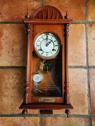 US Commemorative Society Statue Of Liberty Centennial Regulator Wall Clock Pendulum Key Wooden Case Korea