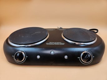 Mainstays Electric Double Burner Hot Plate Model MS9402482514-01 Black Portable Cooktop 1800W