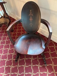 Beautiful Antique Inlaid Mahogany Rocking Chair