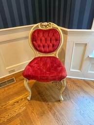 Stunning French Provincial Red Velvet Tufted Chair