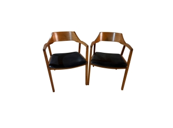 Fabulous Mid Century Jasper Co. Walnut Sculptural Lounge Arm Chairs