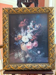 Beautiful Reproduction Of The 1824 'still Life With Flowers And Grapes' By Artist Cornelis Van Spaendonck