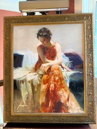 Pino Daeni Print 'solace' In Pretty Gold Toned Frame