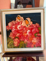 Special Signed Original Oil Painting By Sandro Negri 'figures With Hydrangeas'