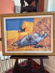 Beautiful Reproduction Of Van Gogh's 1890 Painting 'the Siesta' In Gold Toned Frame