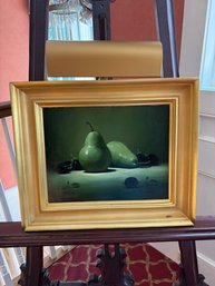 Beautiful Original Farrell Still-life Oil Painting Of Two Green Pears (Original Purchase For $2500)