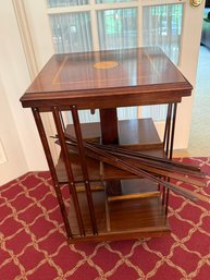 Antique Sheraton Revival Inlaid Mahogany Revolving Bookcase