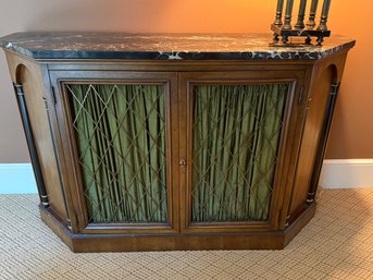 Beautiful Wood Credenza Regency Style With Dark Marble Top