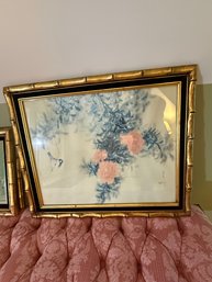 Fabulous Signed David Lee Vintage Floral And Bird Painting 1978