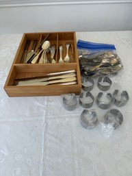 Flatware Set From International Silver Co. With Bag Of Miscellaneous Flatware And Napkin Rings