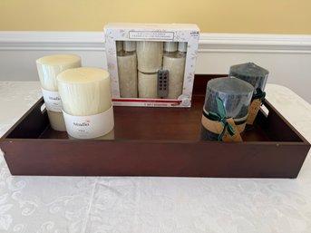 Great Wood Tray And Candle Decor
