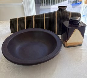 Three Fabulous Mid Century Style Vases And Bowl