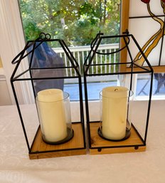 Pair Of Open Lanterns With Candles