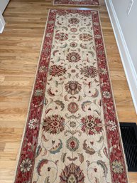 Beautiful Nourison Ivory And Red 2.6 X 12' Runner (1 Of 2)