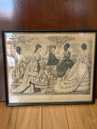Fun Find! Framed Artwork Godeys Lady's Book Fashion Plate From July 1871