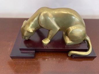 Modernist Cubist Cast Brass Panther Sculpture