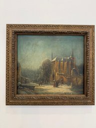 Lovely Vintage Painting Of A Church On Board