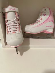 Riedell Soar Recreational Ice Skates In White And Pink