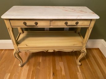 The Rockwood Collection French Provincial Marble Top Console With Shelf