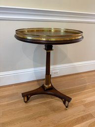 Maitland Smith Round Pierced Brass Gallery Edge Hollywood Regency Style Table