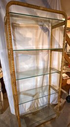 Awesome Vintage Wrapped Rattan And Glass Etagere
