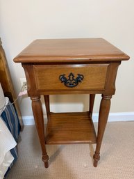 Vintage Kling Furniture Solid Wood Two-tier Nightstand Or Side Table