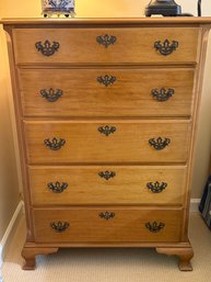 Vintage Mid Century Kling Solid Wood Five Drawer Chest Of Drawers