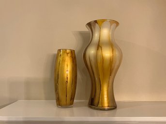Beautiful Painted Gold Glass Vases