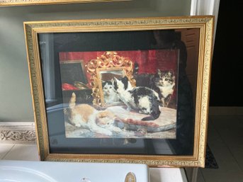 Gold Toned Framed Cat Print