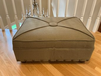 Houndstooth Fabric With Nailhead Accents Ottoman